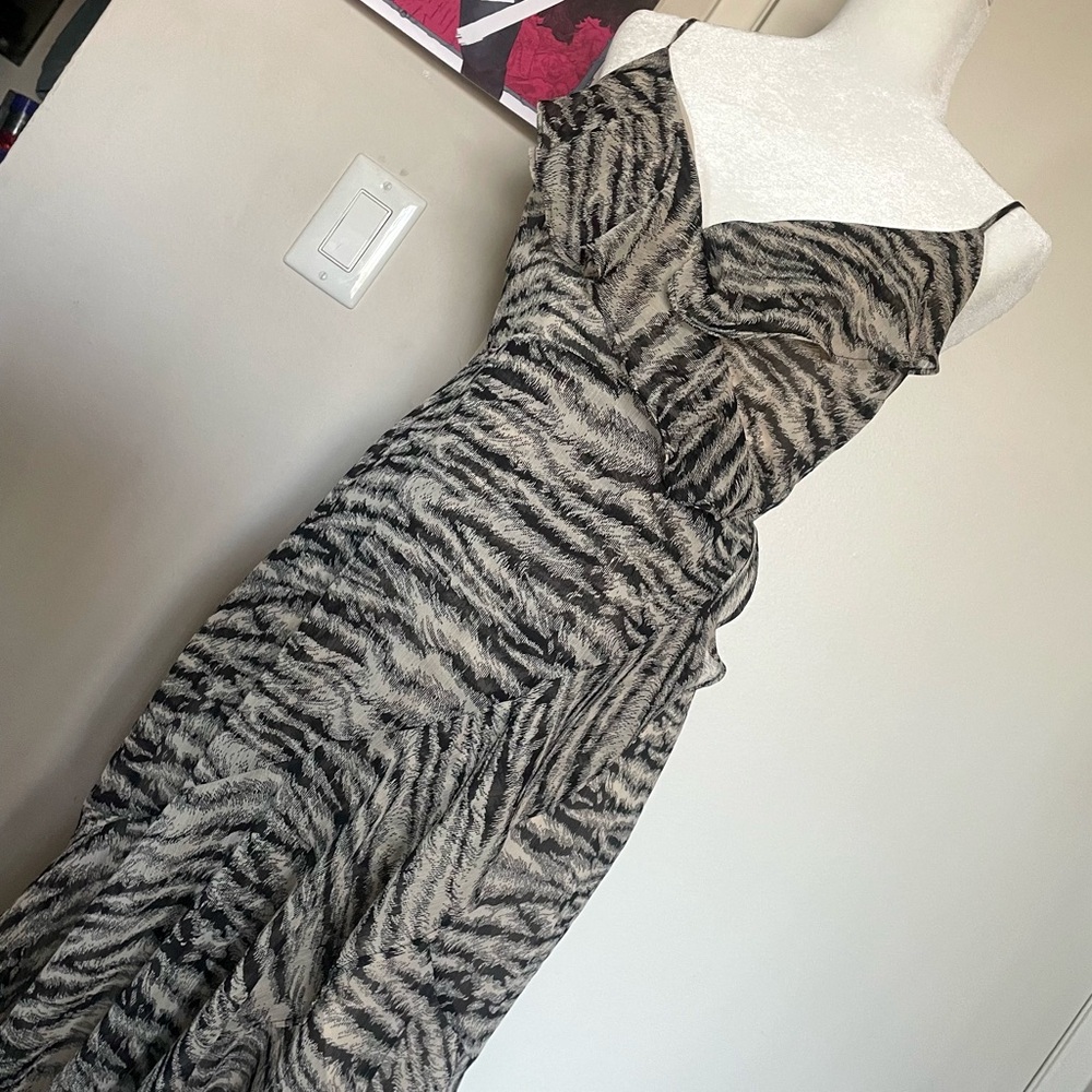 Zebra Print Women's Dress Black and Beige patterned flowy dress